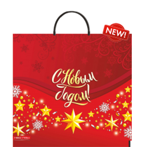 Пакет 37*35 [90мкм] [Золотые звезды] [пластик/ручка] [НП] [НГ] [5/100]*