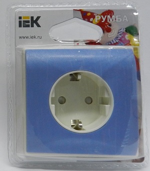 Розетка с з/к [Румба] [в сборе] [голубой] [одноместная] [РС-10-3-РГ] [/10]*