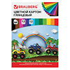 Картон цветной А4 МЕЛОВАННЫЙ (глянцевый), 12л 12цв,в папке,BRAUBERG,200х290мм"Гонки"[129916]*